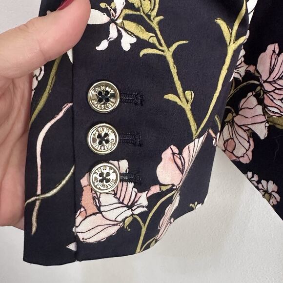 Tommy Hilfiger Blazer Size 10 Navy Floral Print Cotton Stretch Jacket Party NEW - Picture 6 of 11